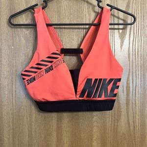 Nike coral red dri fit sports bra